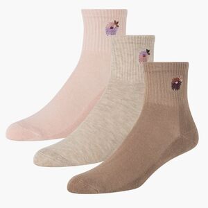 Ted Baker Earth Tones High Quarter Crew Floral Embroidery Stretch Socks 3pk